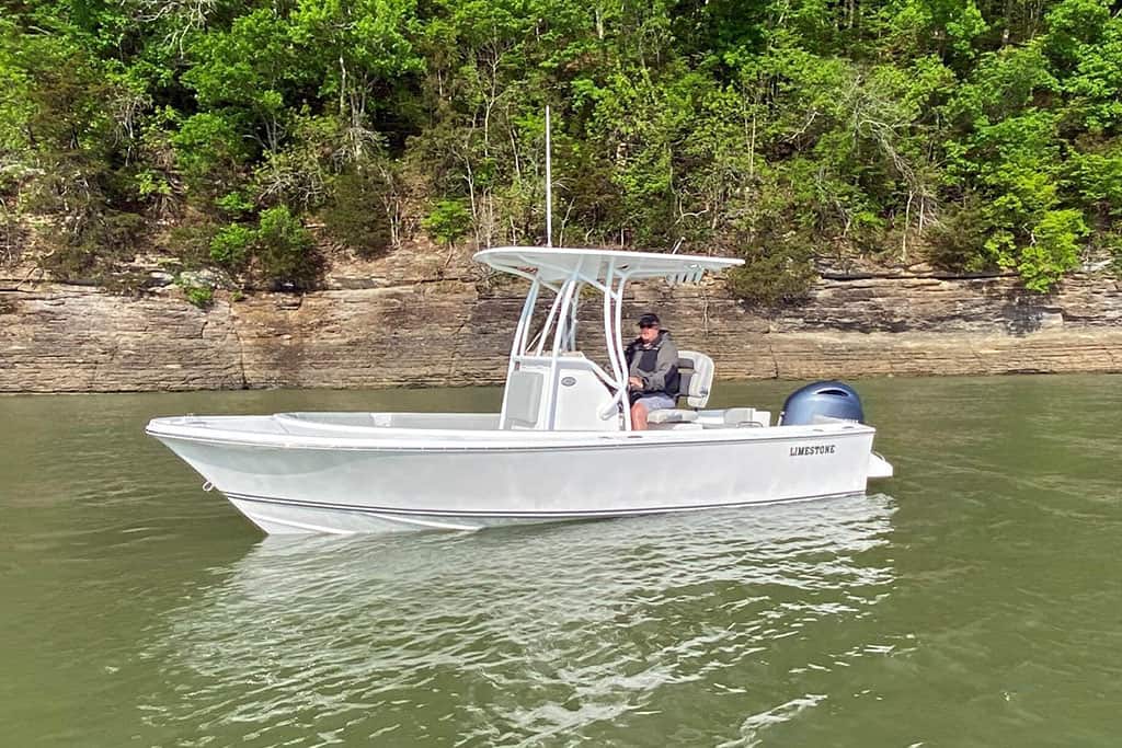 Limestone Boats L-200CC Center Console out on the water